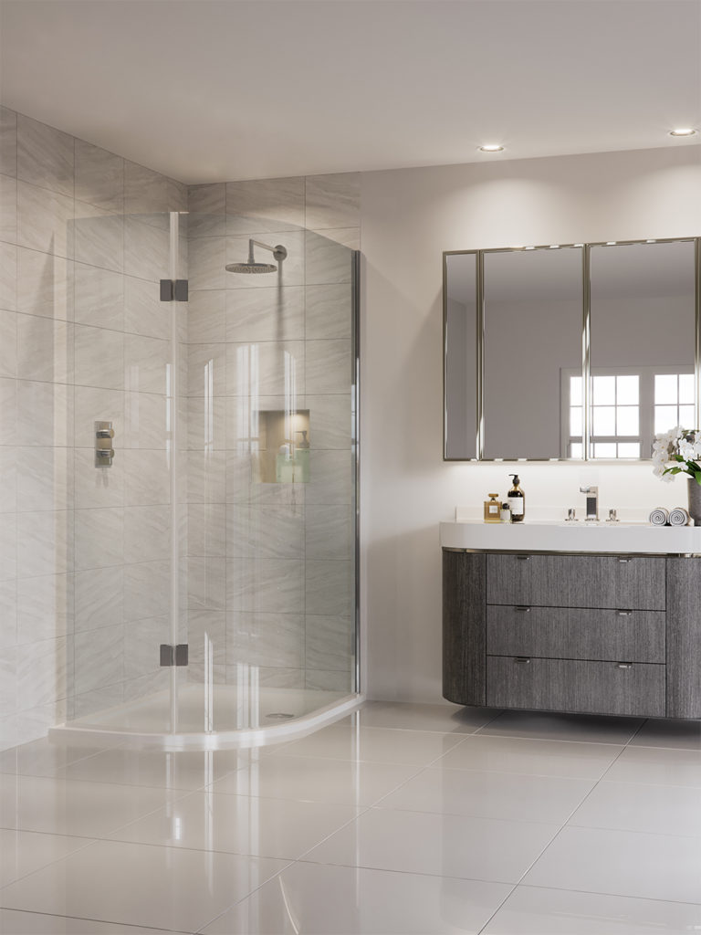 A new curved shower screen from Aqata
